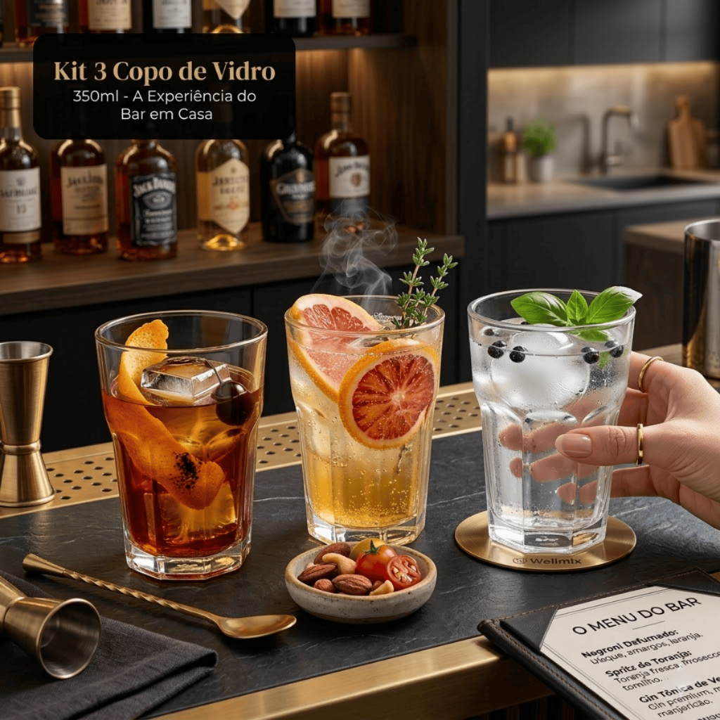 Copo De Vidro Casa Blanca 350ml Elegante Para Suco Bebidas Drink Coquetel Bar Restaurante E Festas