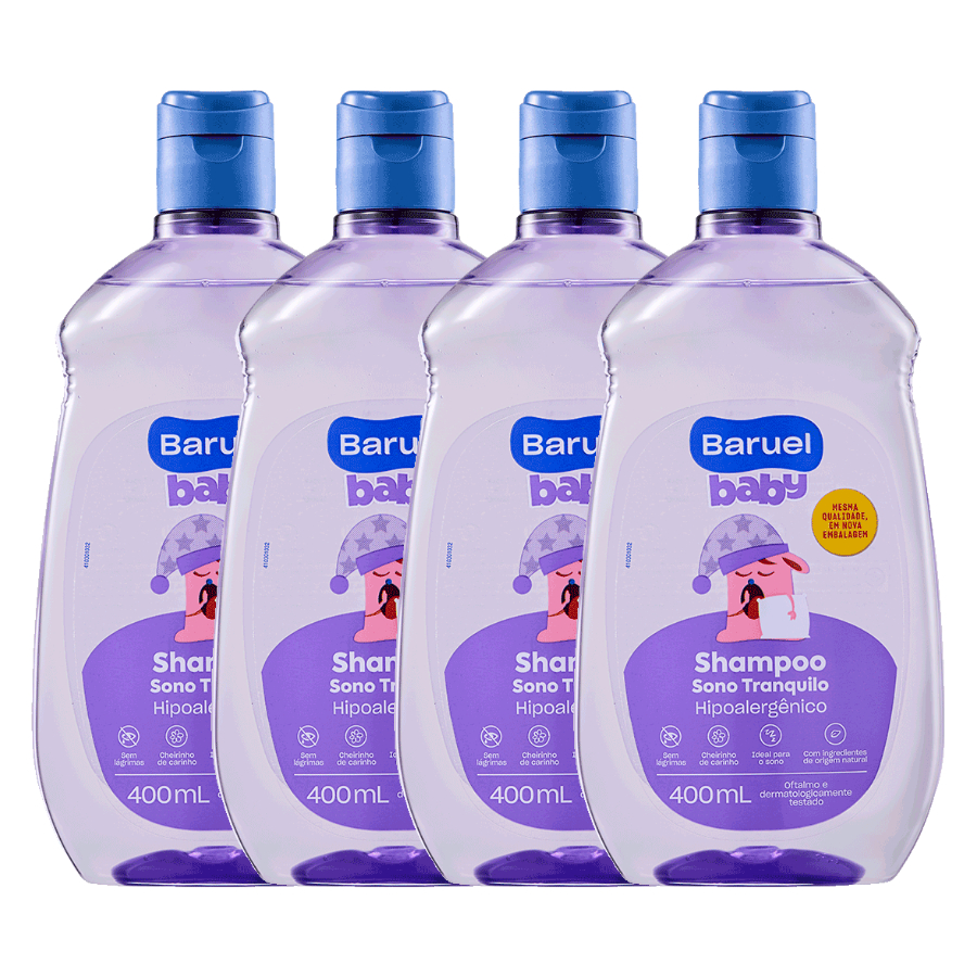 Kit C/4 Shampoo Infantil Sono Tranquilo 400ml Baruel Baby