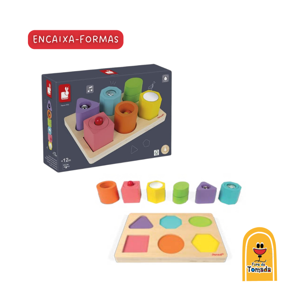 Brinquedo Encaixa Formas Madeira Montessori Pedagógico Cognitivo Bebê +12 Meses Educativo