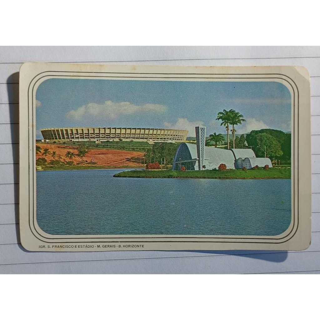 Cartão Calendário Antigo 1975 – Belo Horizonte (MG) – Mineirão e Igreja São Francisco – Publicidade A Imperatriz