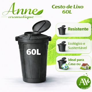 Lixeira  Cesto 60 Litros multiuso Tampa e trava higiênica Prédio Escola Edifícios Coleta Seletiva em Oferta na Shopee