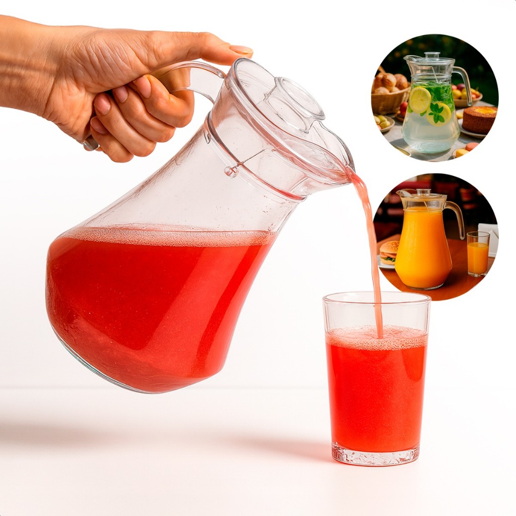 Jarra de Vidro Crystal 1,6 Litros para Suco Água Transparente Mesa Servir