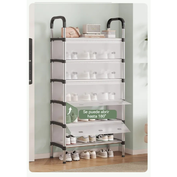 Estante Sapateiras Organizador De sapatos 5/6 Niveles Anti Polvo Plateado