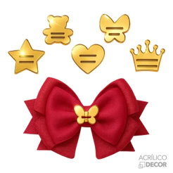 Aplique Finalizador de Laço e Agenda KIT 100 UN (5 Modelos) Passante Elástico, Decoração, Artesanato