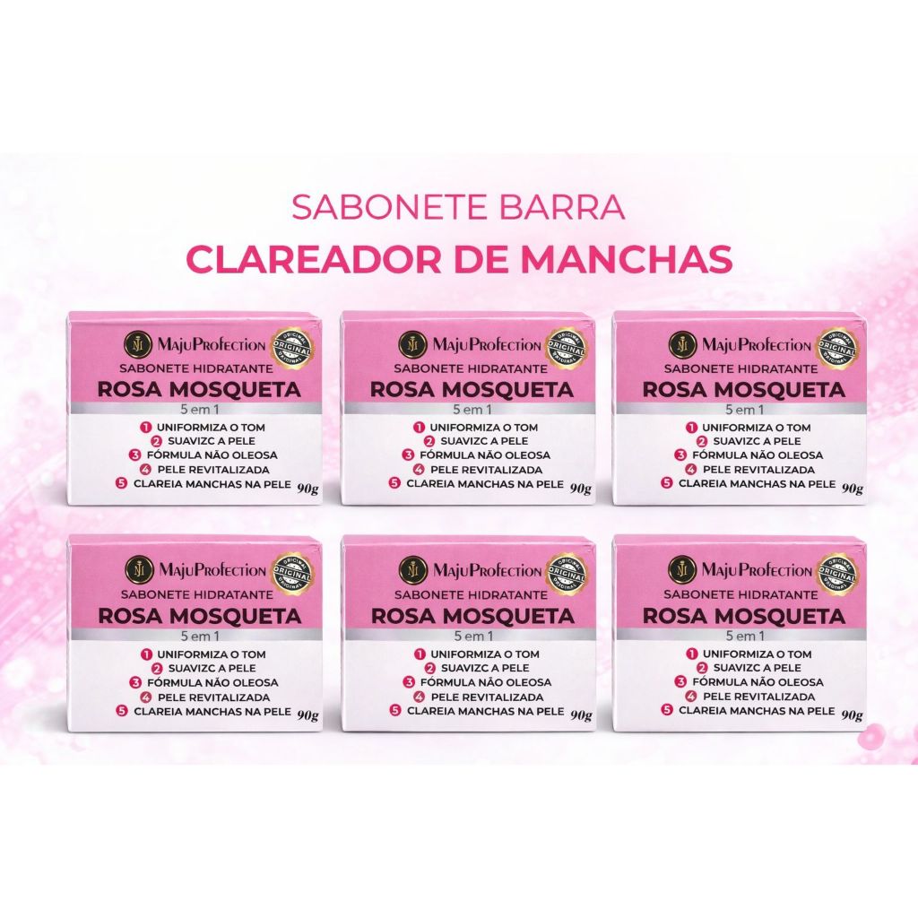 Kit 6 Sabonetes em Barra Tira Manchas Limpeza Profunda e Clareamento de Acne, Melasma e Pele