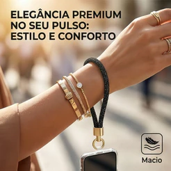 Cordão de Celular Cristal Luxo Pulseira Anti-perda com Fecho de Metal Universal