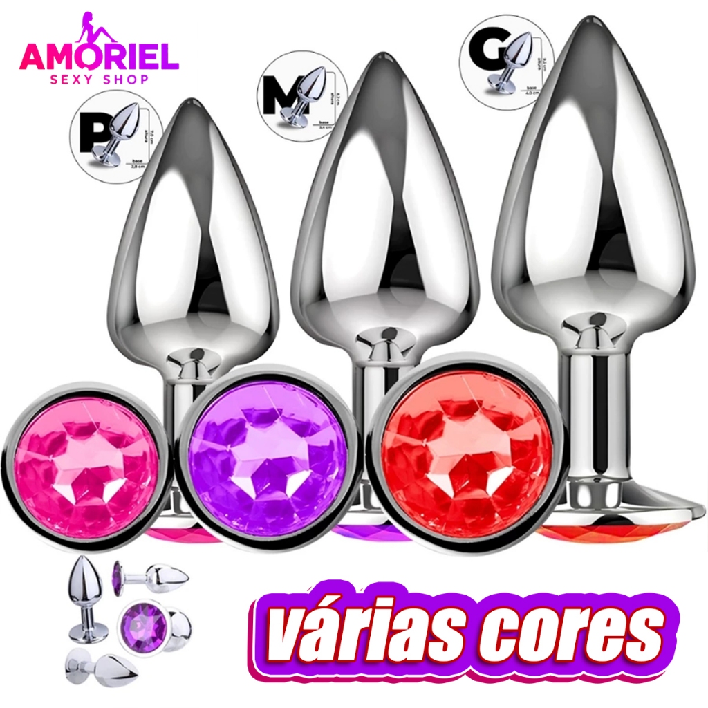 Kit Plug Anal e Vaginal Dilatador Sex shop Aço Inox com Joia na Base Tamanhos P, M e G em Oferta na Shopee