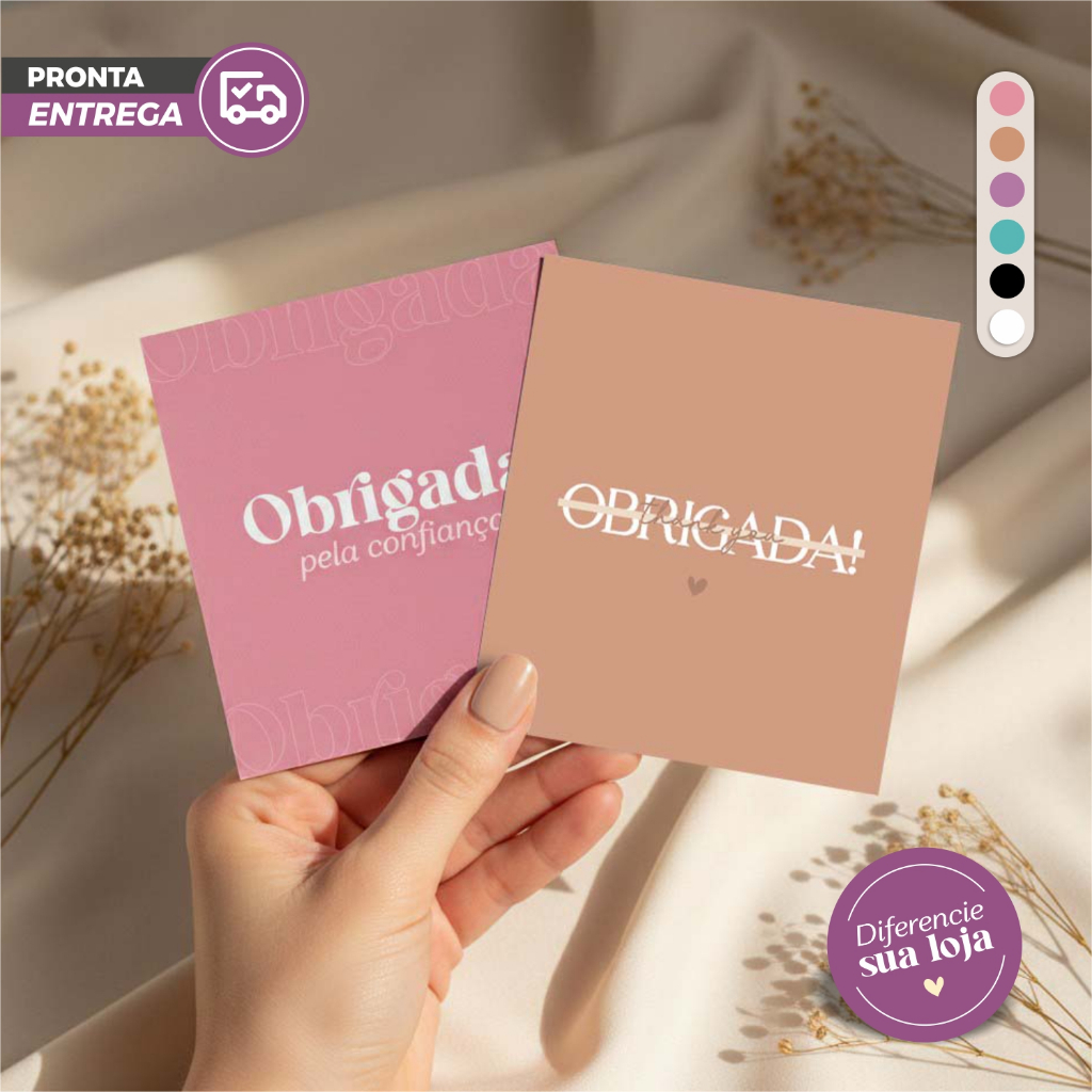 Cartão de Agradecimento ao Cliente pela Compra 8x9cm OBRIGADA em Oferta na Shopee