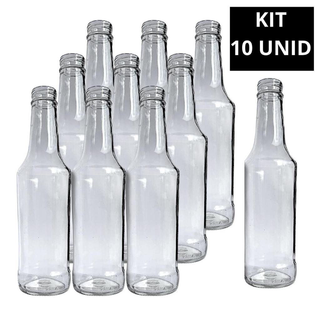 Kit de 10 Garrafas de Vidro Ice 275ml Vazia para Artesanato Lembrancinha Decorativa Molho Pimenta