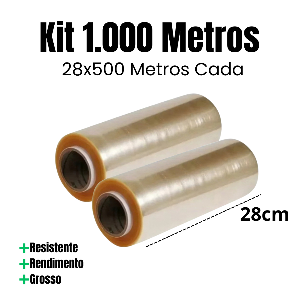 Kit 2 Rolos Bobina Plastico Filme Pvc 28cm X 500 Cada METROS ESTICAVEL