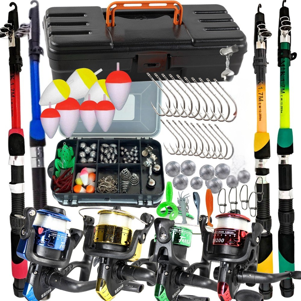 Mega Kit de Pesca Completo Varas Molinetes Caixa Maleta, com Anzóis, Boias, Chumbos e Iscas OU APENAS MALETA COM ACESSOR em Oferta na Shopee