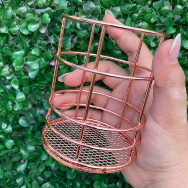 Organizador / Porta-Pincéis / Porta-Caneta Dourado e Rosê de Aço Inoxidável