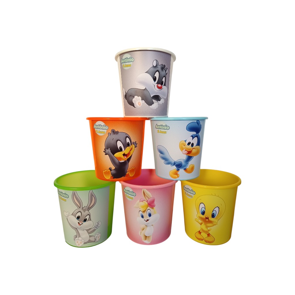 40 Baldes de pipoca personalizados Baby Looney Tunes / Balde 1 litro.