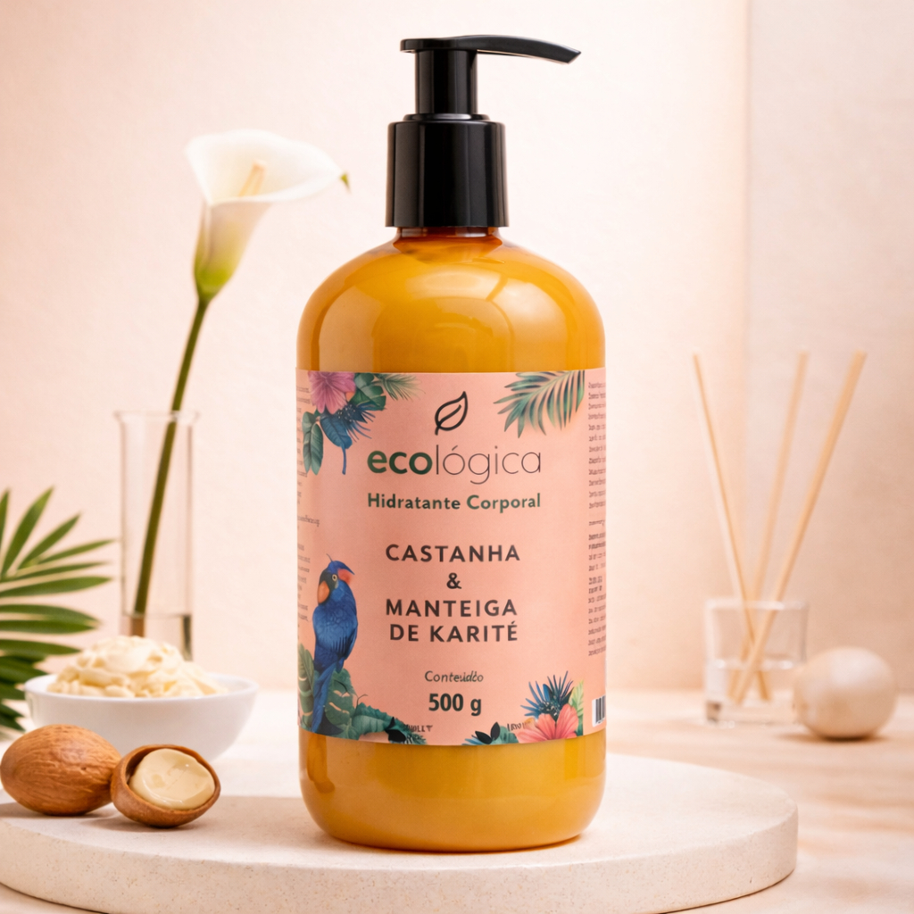 Creme Hidratante Corporal e facial - 500ml - 100% Vegano - Castanha e Manteiga de Karité em Oferta na Shopee