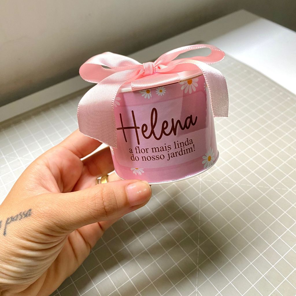 Kit tubolatas personalizadas - Margaridas - Lembrancinhas para aniversário, mesversario, chá de bebe