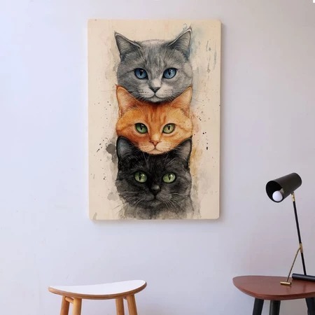 quadro decorativo gato preto gato amarelo gato cinza fundo branco gatinhos fofos