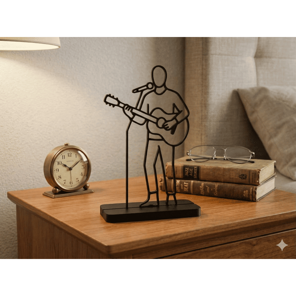 Escultura Decorativa Músico Violonista Violão Item Decorativo para Amantes da Música Professores — imagem 2 de 2