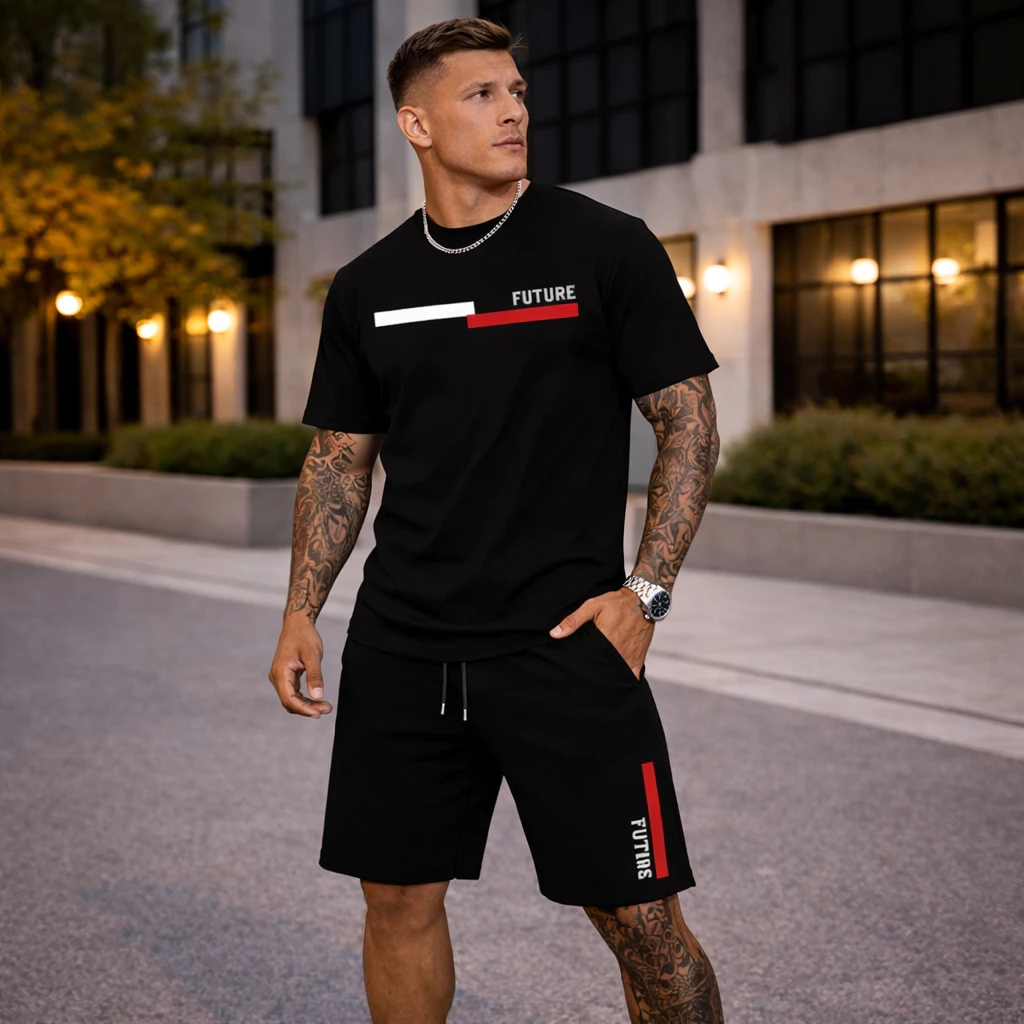 Conjunto masculino camiseta e short camiseta masculina e short masculino 220