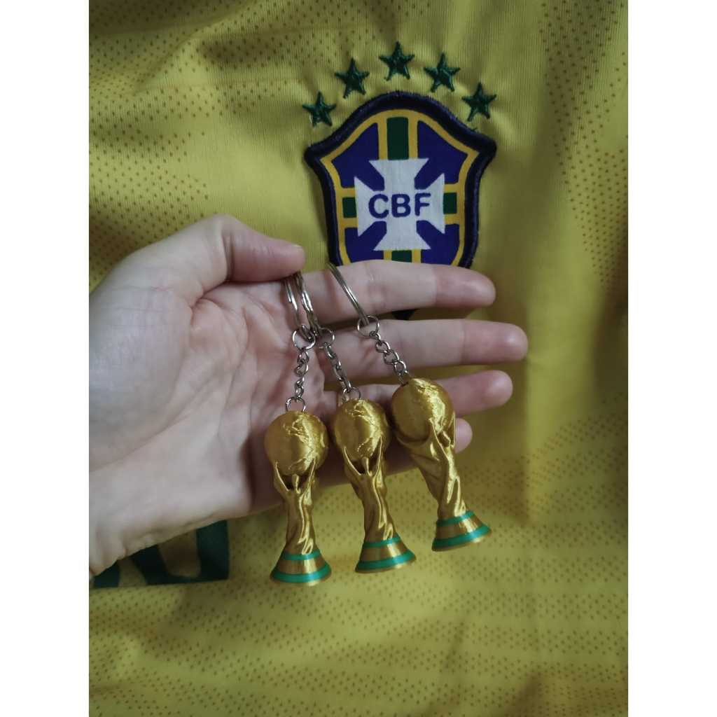 Kit 10 Chaveiros Taça da Copa do Mundo - Impressão 3D Premium (Cores Reais)