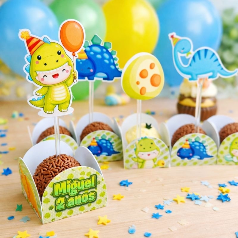 Forminha de Doces + Topper de doce Dinossauro Baby  Personalizada no Tema /Lembrancinha de Festa /Aniversário