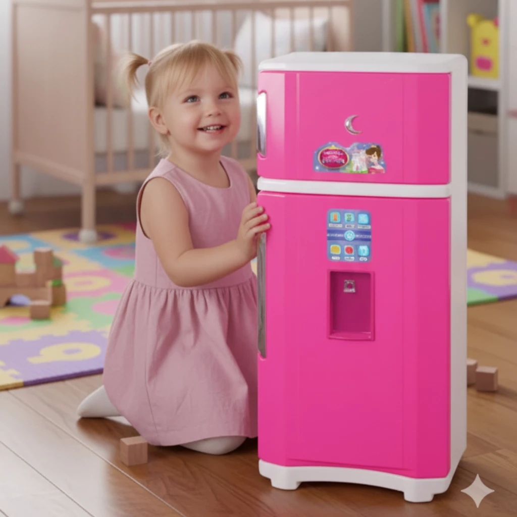 Geladeira infantil duplex rosa brinquedo interativo simulacao cozinha educativo acessorios de achadinhos