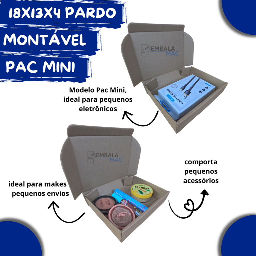 50 Caixas de Papelão 18x13x4 Pac Mini Montável Ultra Resistente em Oferta na Shopee