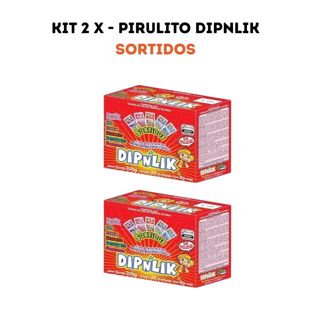 Kit 2 Caixas Pirulito Dipnlik Sortidos 50un Doces Para Festa e Revenda