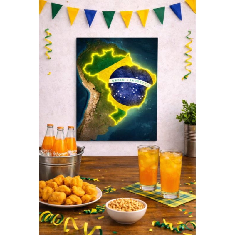 Quadro Bandeira do Brasil Placa Decorativo MDF Copa do mundo envio imediato