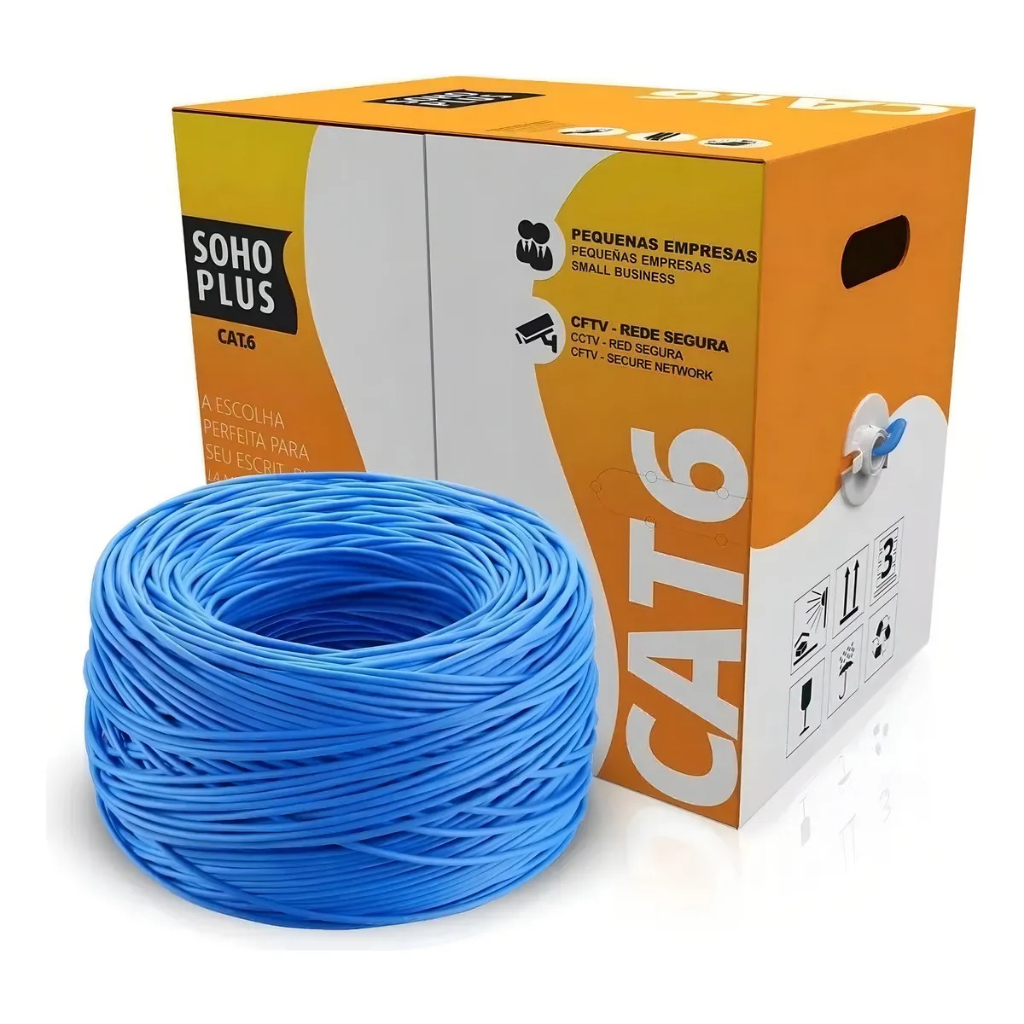 Cabo LAN CAT6 Furukawa Sohoplus 305M UTP 24AWG 100% Cobre CMX Azul Anatel FASTBOX Profissional