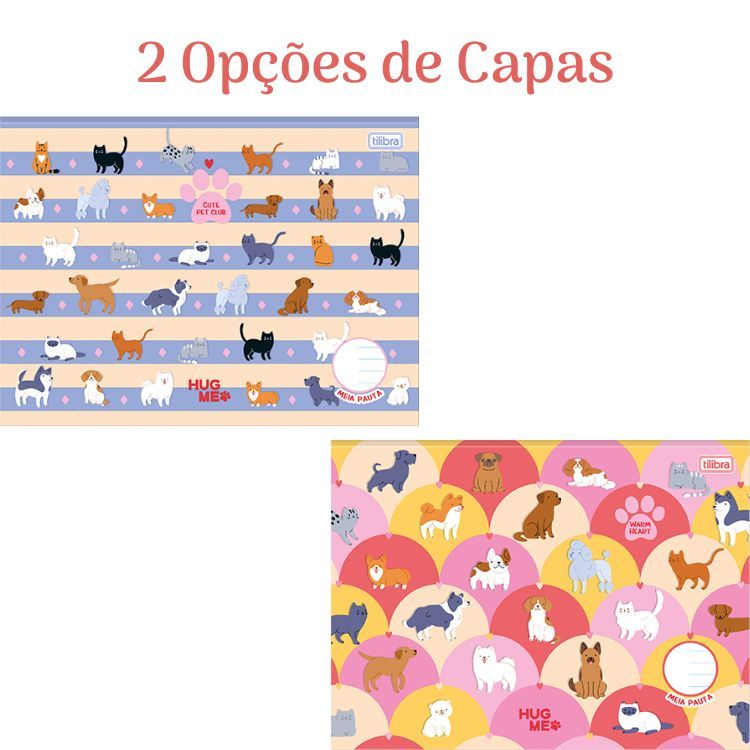 Caderno Brochura Capa Dura Meia Pauta Hug Me 40 Folhas 395609 TILIBRA em Oferta na Shopee