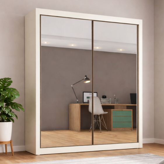 Guarda Roupa Solteiro 2 Portas Espelhadas Zurique 100% MDF - Móveis Europa