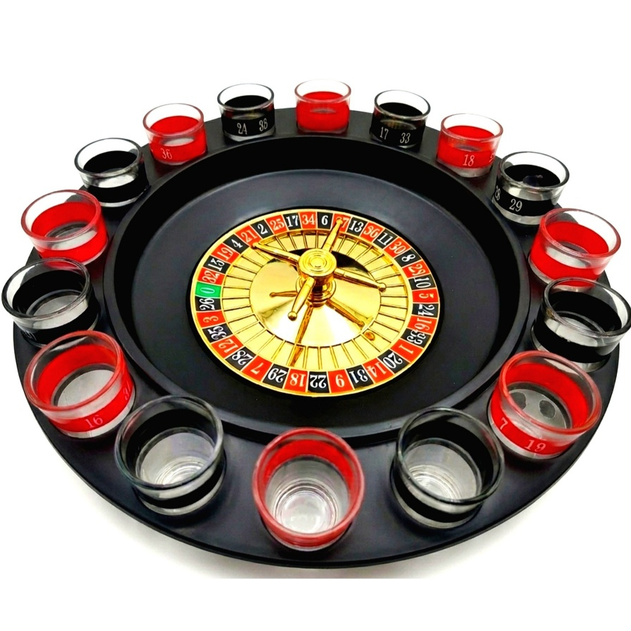 Jogo Roleta Cassino Drink Shot 16 Copos De Vidro Para Bebidas Roleta de shots Festas