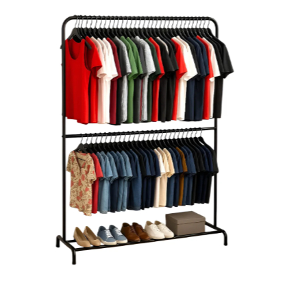 Arara De Roupas Dupla Preta Articulada Reforçada Sem Parafuso Fácil Montagem 2 Niveis em Oferta na Shopee