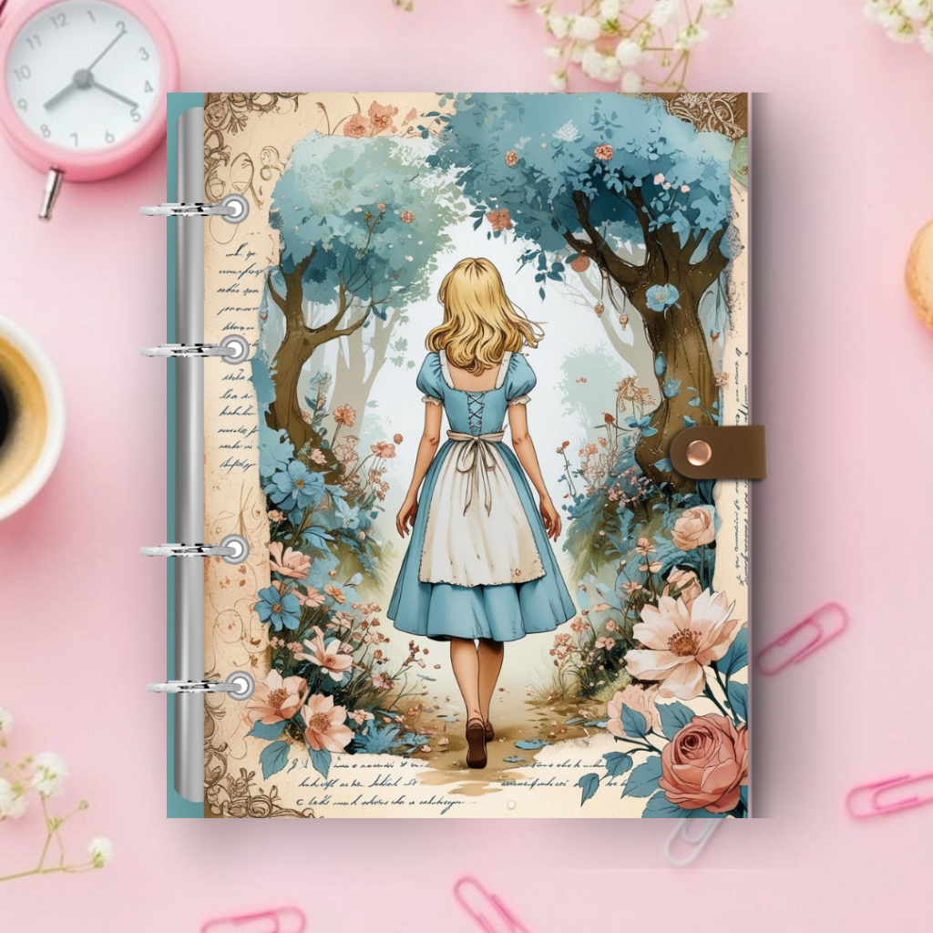 CADERNO ARGOLADO FICHÁRIO ALICE NO PAÍS DAS MARAVILHAS em Oferta na Shopee