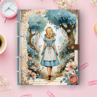 CADERNO ARGOLADO FICHÁRIO ALICE NO PAÍS DAS MARAVILHAS em Oferta na Shopee
