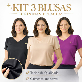 Kit 3 Blusas Femininas Básicas – Confortáveis, Soltinhas e Estilosas