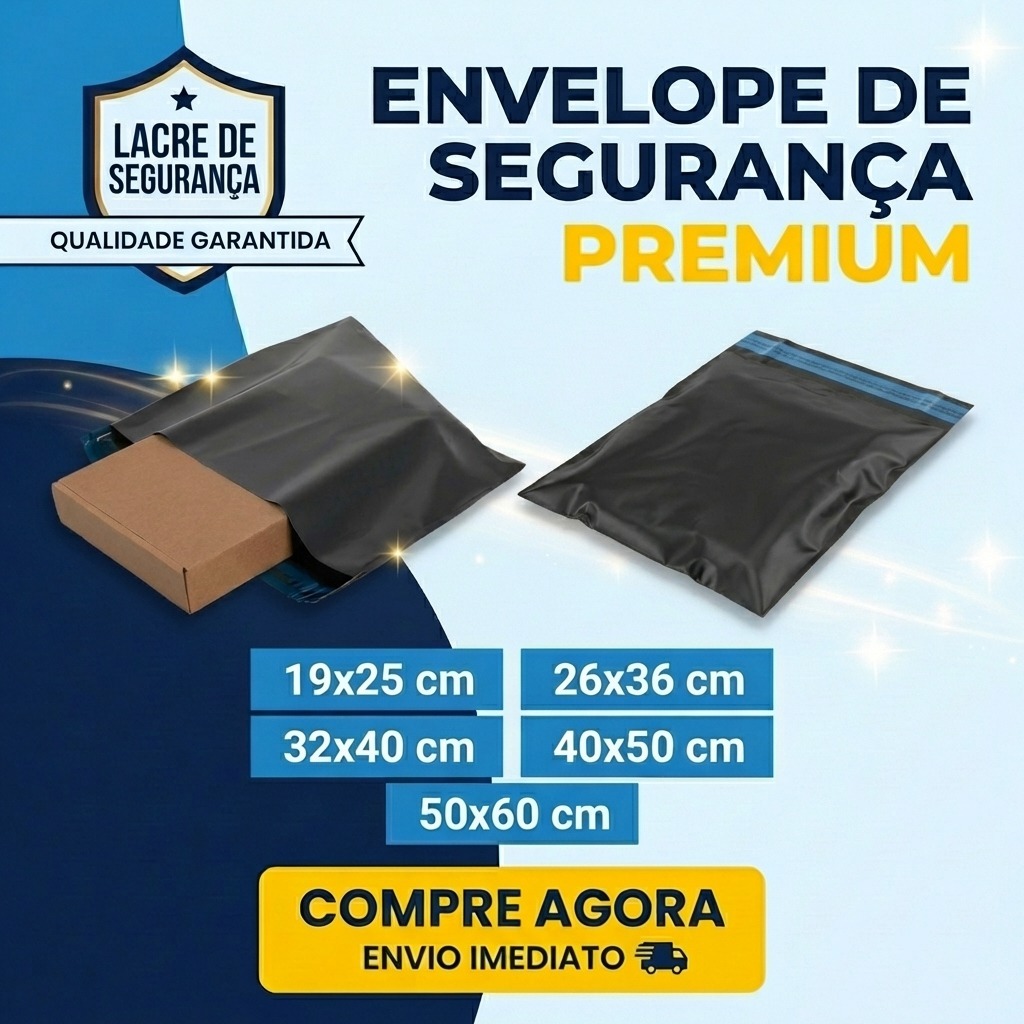 Kit 100 Unidades Envelope De Segurança Preto Saco Inviolável Embalagem Envio Correios Sedex C/Lacre em Oferta na Shopee
