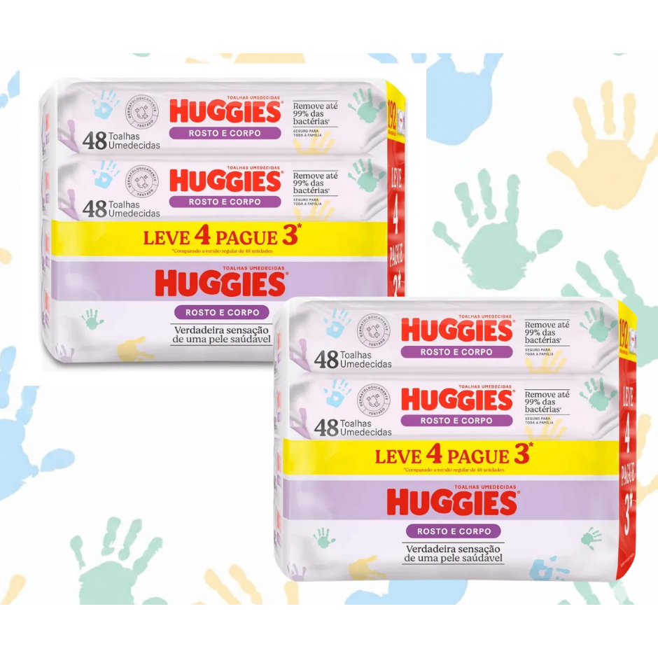 Kit c/8 Pacotes Lenços Umedecidos Huggies - 384 toalhas - Envio Imediato