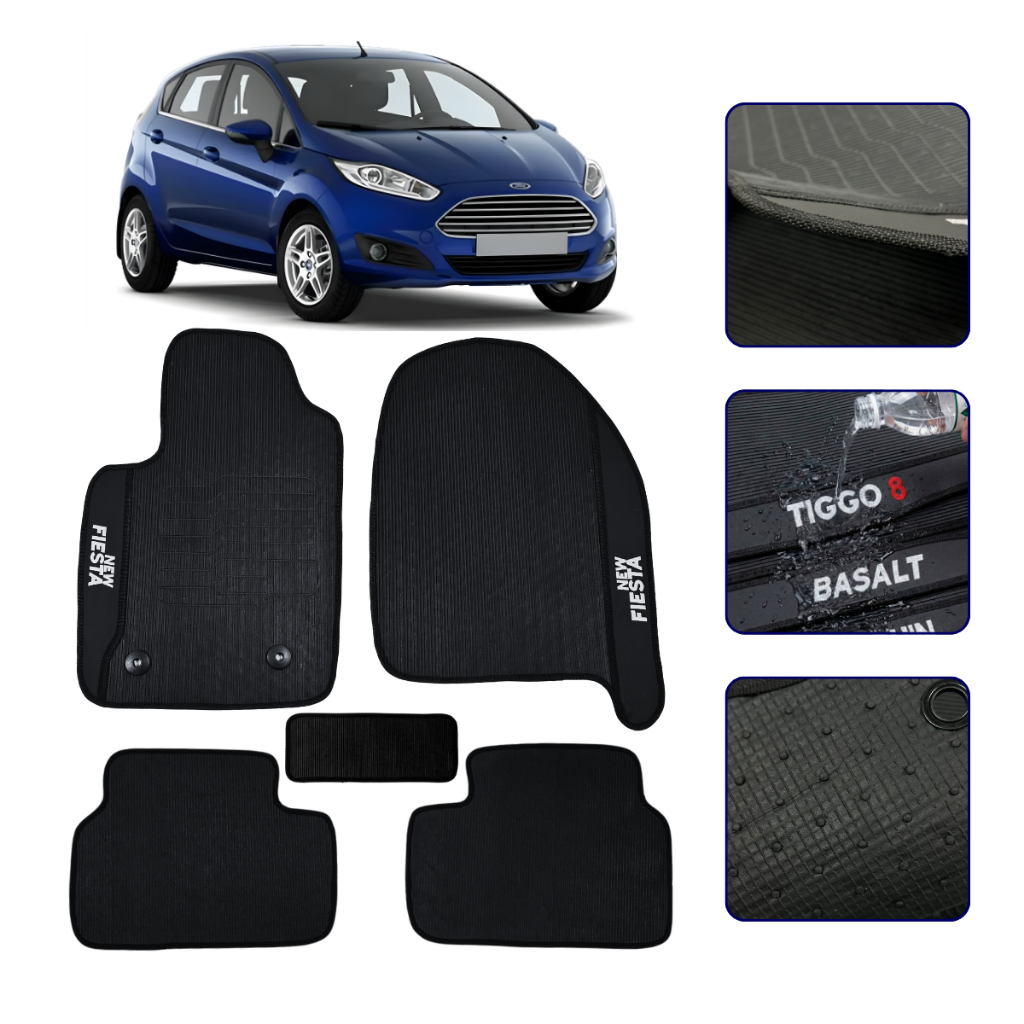Jogo de Tapete Automotivo Ford New Fiesta 2011 2012 2013 Carpete Antiderrapante