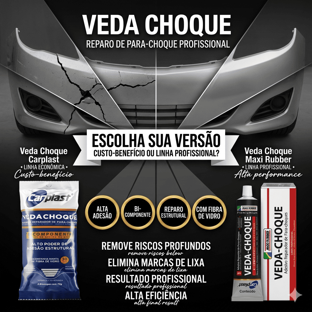 Veda Choque 75g Maxi Rubber/Carplast Adesivo Para Reparos em Carros, Plásticos e Fibra de Vidro em Oferta na Shopee