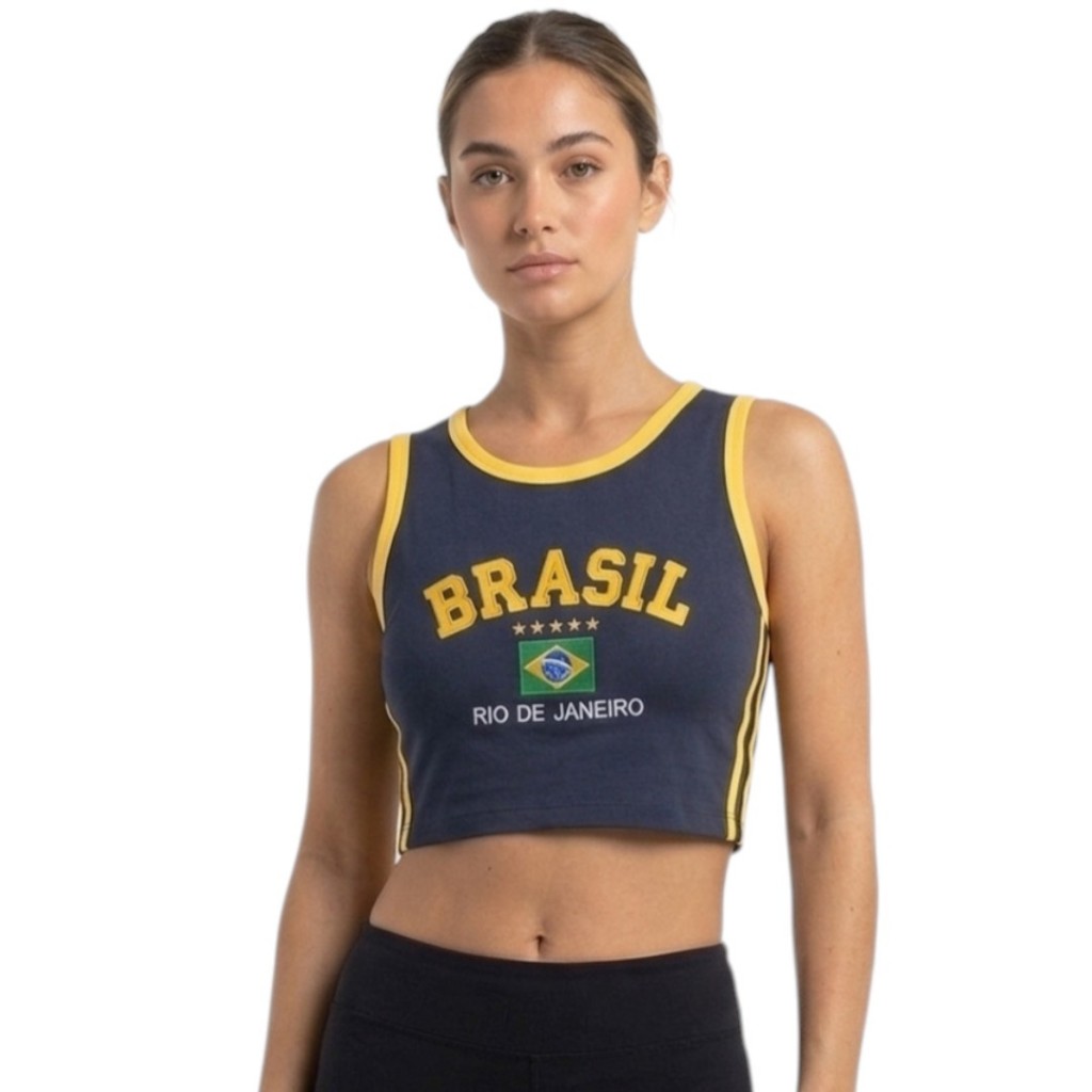 Camisa Regata Cropped Do Brasil Feminina Borbada em Oferta na Shopee