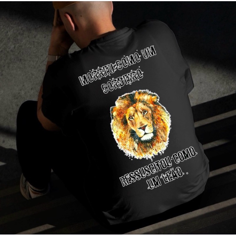 camiseta estampada tecido 100 algodão estampa religiosa nas na costa e na frente cores vibrantes que não desbotam