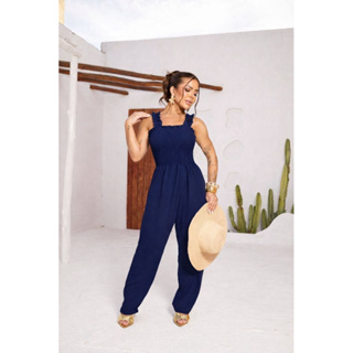 Macacão longo de lastex em Oferta na Shopee