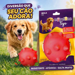 Bola Cravo Maciça Resistente para Cachorro - 75mm 85mm 95mm - Mypetone - Vermelho