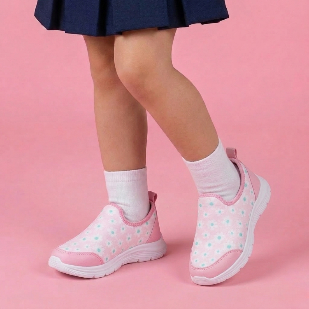 Tênis Infantil Feminino Calce Fácil Menina Estampa Confortável Leve Escolar Casual