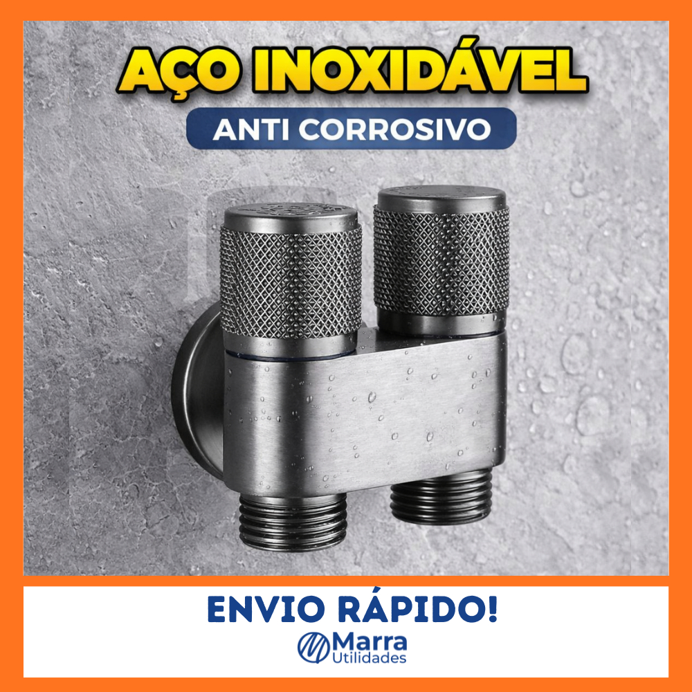 Registro Duplo Cromado P/ Máquina Lava E Seca 1/4 Volta Cor Preto Saída 1/2 Dupla em Oferta na Shopee