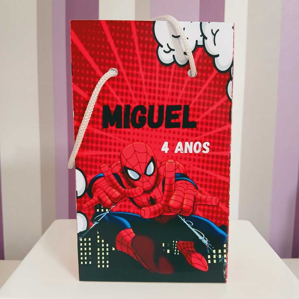 Sacolinha Surpresa Personalizada Homem Aranha - Lembrancinha Aniversário - Tamanho P - PEGUE E MONTE