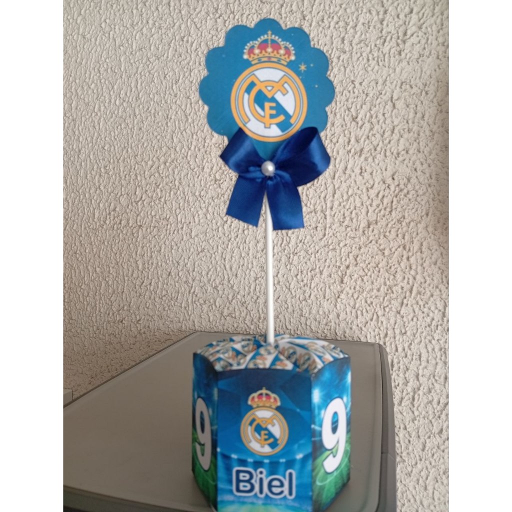 Pegue e Monte Centro de Mesa Real Madri Caixa Sextavada Festa Infantil