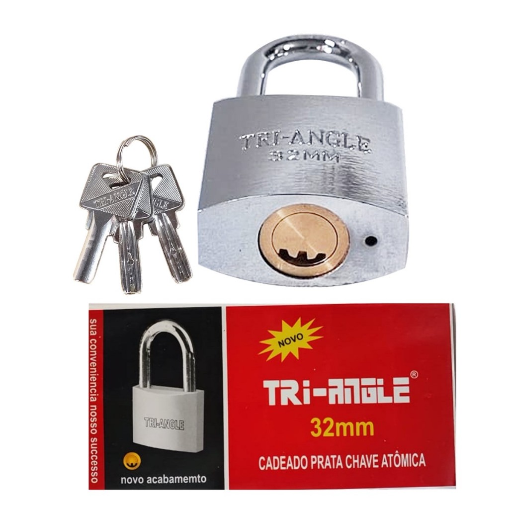 Cadeado 32mm Sistema Chave Atomica Anti-Copia Antifurto para Corrente Portão Armario Gaveta Ferrolho