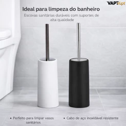 1 ou 2 Escova Sanitária Cabo Inox Suporte Plástico Polipropileno Redondo Banheiro